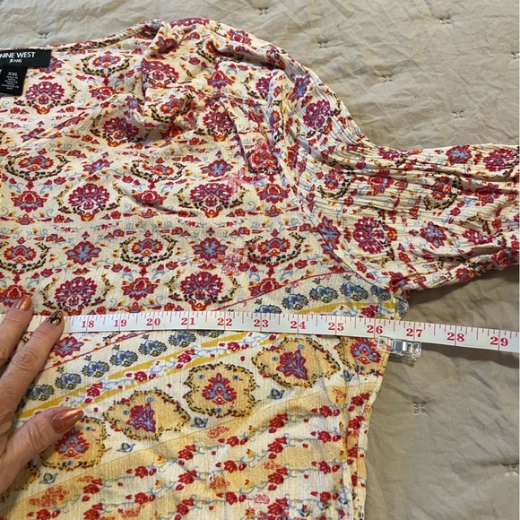 Nine West Jeans XXL boho multi colored blouse 3/4 sleeves and front buttons - Picture 4 of 11